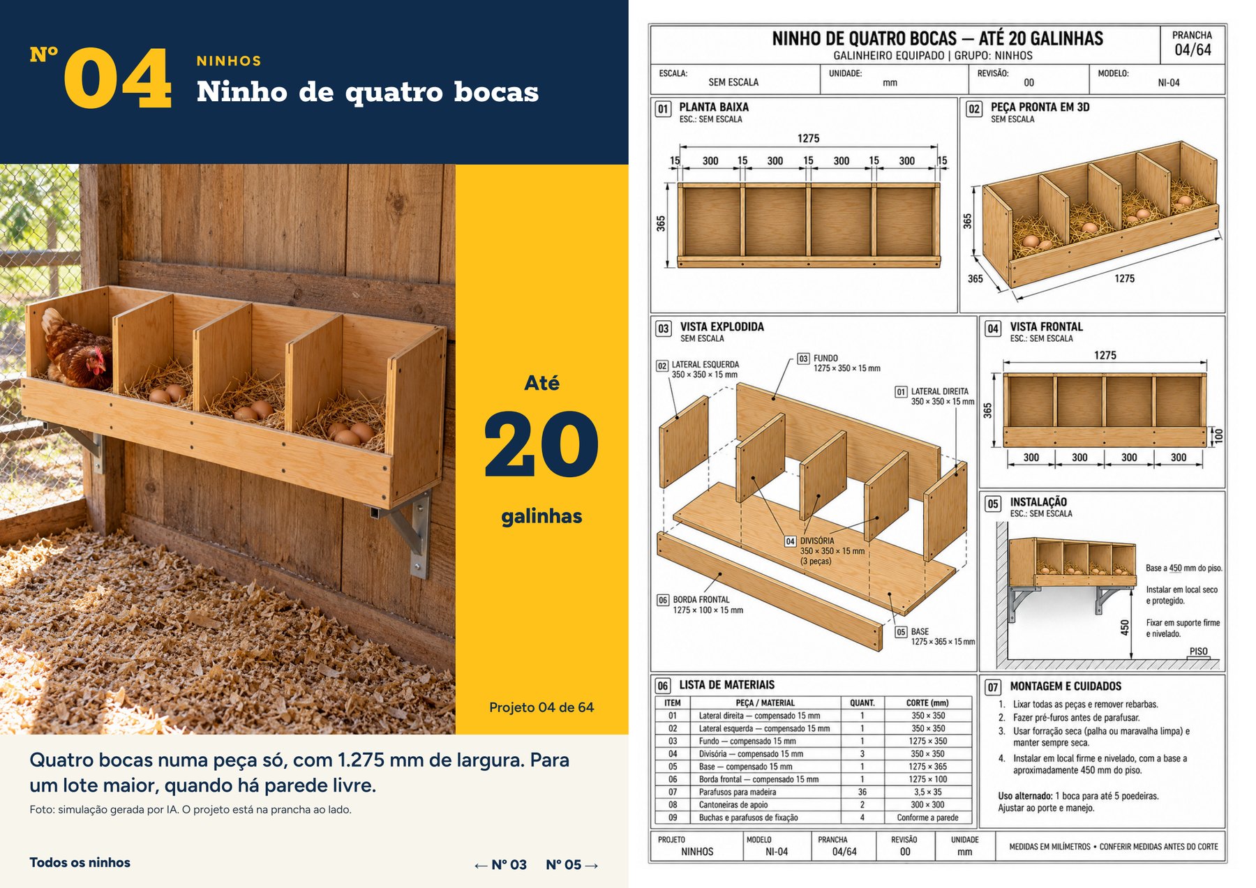 Página do material com o projeto 4, ninho de quatro bocas